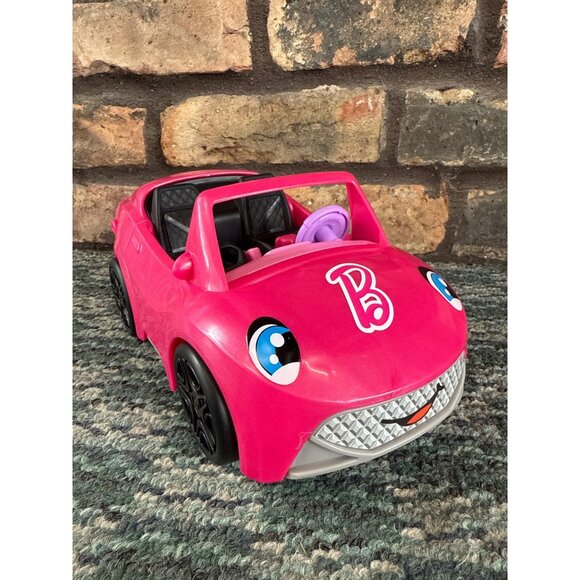 Fisher-Price Little People Barbie Convertible Pink Toy Car With Black Wheels - Picture 1 of 7